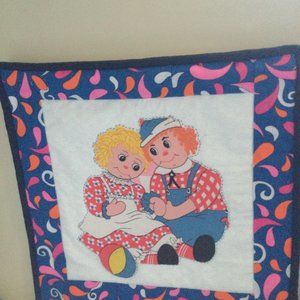 Handmade ANN and Andy wall hanging fabric art quilt 35cm x 35cm Manitoba made